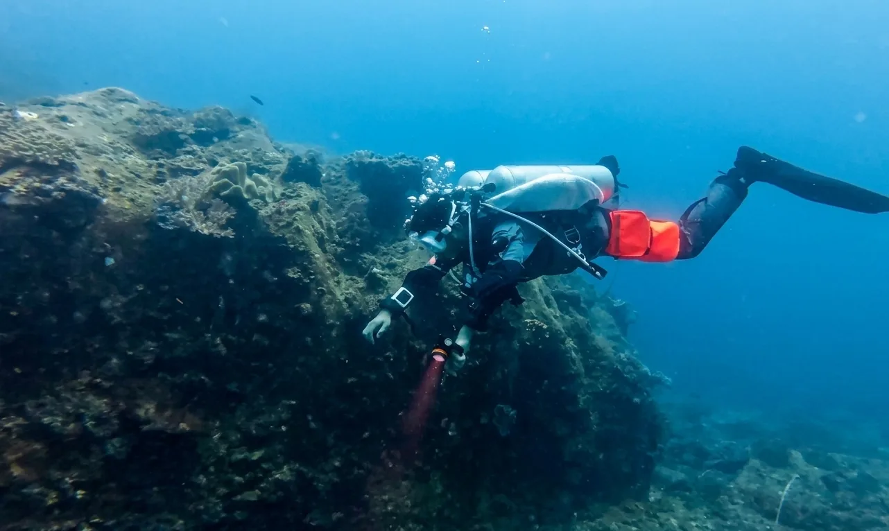 Youssef Diouri in technical diving configuration