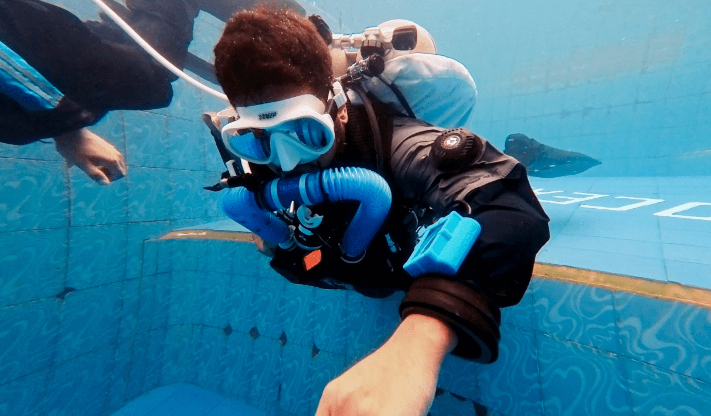 Triton and JJ-CCR rebreather units ready for diving